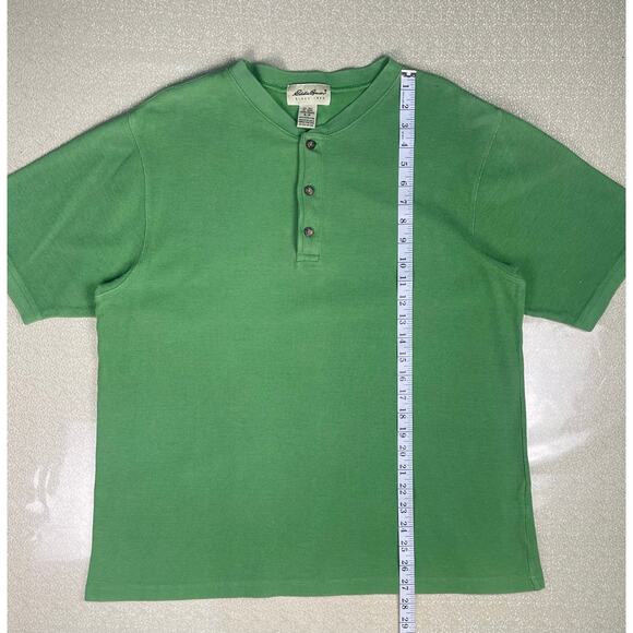 Vintage Eddie Bauer Green Waffle Knit Cotton Henley Tee Men’s Small - Picture 9 of 9